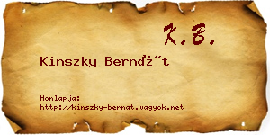 Kinszky Bernát névjegykártya
